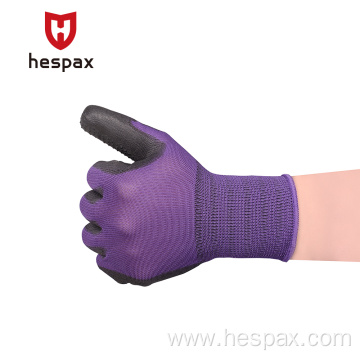 Hespax Nylon Micro-foam Nitrile Palm Dotted Labour Gloves